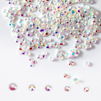 Glass nail rhinestones C-1 Crystal AB mix, approx. 1440 pieces per pack