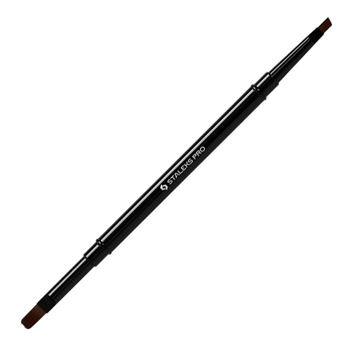 Staleks PRO Expert Double-Sided Gel Brush: 7mm Angled and 11mm Oval, Black 