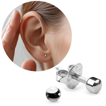 Studex Plus Mini Line Silver Ball Earrings