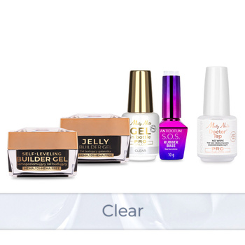 Molly Nails PRO MATCH SYSTEM 4+1 Clear 3 builder gels + base coat + Doctor Top 15g