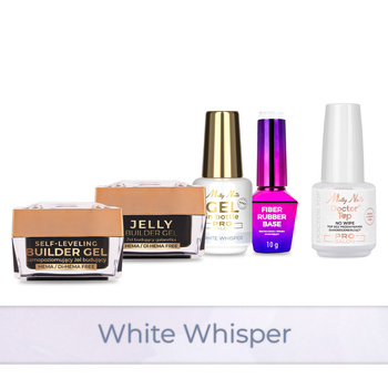 Molly Nails PRO MATCH SYSTEM 4+1 White Whisper 3 builder gels + base + Doctor Top 15g