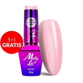 5+1 free MollyLac Sparkling French Glowing Empire HEMA/Di-HEMA Free Hybrid Nail Polish 10g No. 703