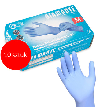 10 pairs of Diamante disposable nitrile diagnostic and protective gloves, size M, blue-purple, 100 pieces
