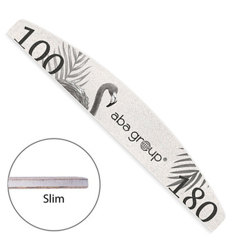 Aba Group nail file, half-moon shape, gray, 100/180 slim, 1 pc.