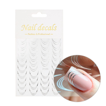 Self-adhesive nail stickers/ French/ French smile line 39 pcs silver DH-808 MollyNails
