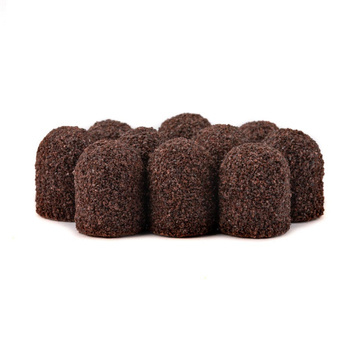 Abrasive caps for pedicure with cotton center, 10 mm, 60 grit, brown, AlleMed, 10 pcs.