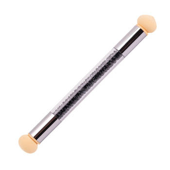 Double-sided sponge brush for ombre and nail art with black rhinestones