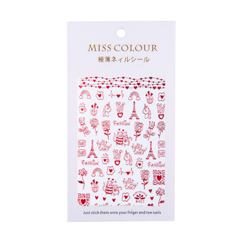 Thin self-adhesive Valentine's Day nail stickers R401 red