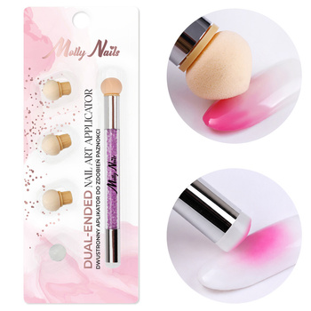 MollyNails Double-Sided Sponge Brush for Ombre and Nail Art Stamping with Rhinestones, Purple
