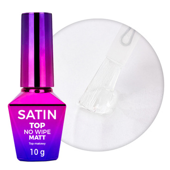 Satin Top Molly Nails Matte No-Wipe Top Coat, No Rinsing Required, Clear, 10g