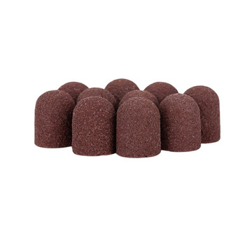 Abrasive caps for pedicure with cotton center, 10 mm, 180 grit, brown, AlleMed, 10 pcs.