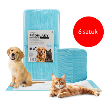 6 pieces Absorbent mats for dogs Potty training Hygiene Cleanliness AlleMed 100 pieces 60x90 cm blue
