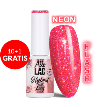10 + 1 gratis. Esmalte híbrido LED/UV Gel Polish Pinks Flash Glitter Pink AlleLac sin HEMA/Di-HEMA, 6 g