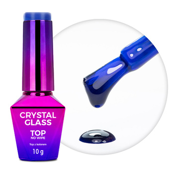 Farbenfrohes Top-Coat ohne Abwischen – „Crystal Glass“ von Molly Nails, blau, HEMA/Di-HEMA-frei, 10 g