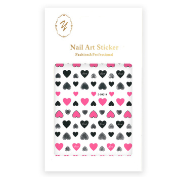 Adhesivos para uñas finos y autoadhesivos con forma de corazón Z-D4214, color rosa