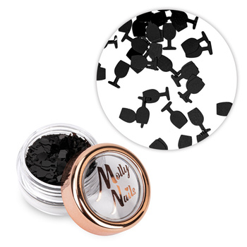 Adorno para uñas «copas» negras de Molly Nails, 2 g