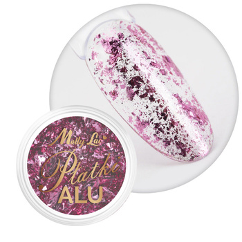 Polvere per unghie metallizzata MollyLac Fogliette di alluminio rosa intrigante 0,2 g N. 4