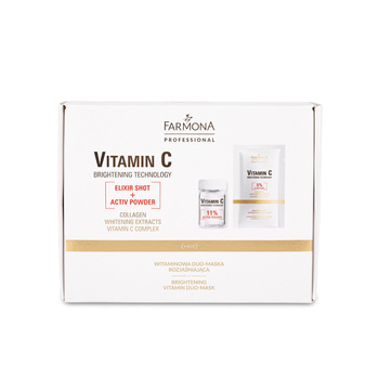 Dúo de mascarillas iluminadoras Farmona Vitamin C elixir shot + activ powder 70 g