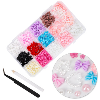 Cajita decorada con lazos, flores y perlas BKHZ-003