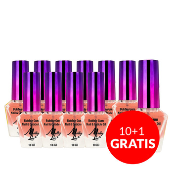 10 + 1 gratis: Aceite para cutículas y uñas Bubble Gum de MollyLac, 10 ml