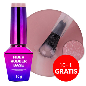 10 + 1 gratis: Base de caucho LED/UV con fibras Molly Nails Rubber Fiber Base Smoky Pink 10 g