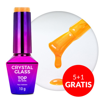 5+1 gratis – Farbiges Topcoat ohne Abwischen (No-Wipe) Crystal Glass Molly Nails Orange HEMA/Di-HEMA-frei 10 g