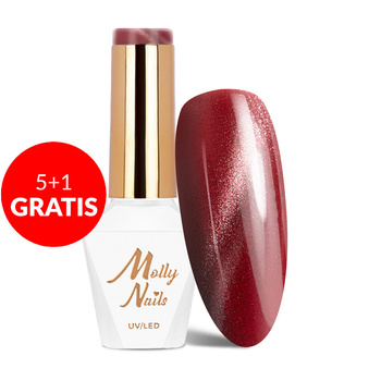5 + 1 gratis Esmalte híbrido LED/UV Gel Polish Reds Cat Eye Red n.º 230 Molly Nails sin HEMA/Di-HEMA 8 g
