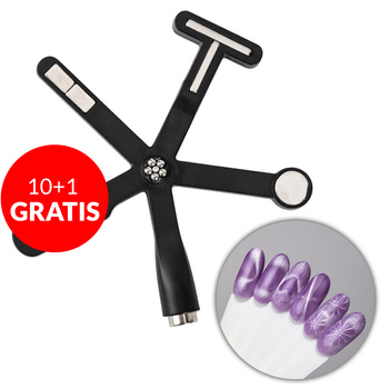 10 + 1 gratis: Magnetizador en forma de estrella 6 en 1 para el «ojo de gato» (cat eye) de MollyNails, negro