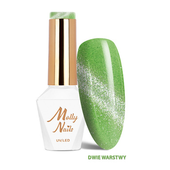 Esmalte híbrido LED/UV Gel Polish Cat Eye Crystal Water n.º 261 Pistachio Molly Nails sin HEMA/Di-HEMA, 8 g
