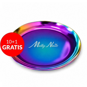 10 + 1 gratuit : Plateau à outils en métal MollyNails, rond, arc-en-ciel