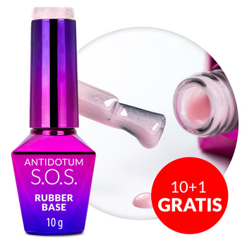 10 + 1 gratis: Kautschuk-Grundierung für flexible Nägel S.O.S. Antidotum Molly Nails Sparkling Mousse 10 g