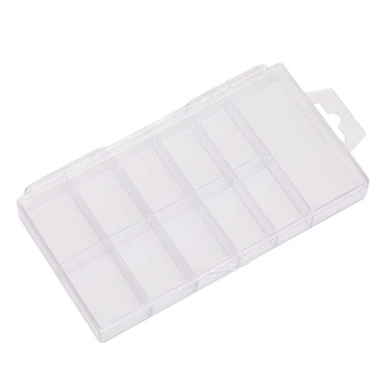 Caja con compartimentos para uñas postizas o pequeños adornos, 11 compartimentos, transparente