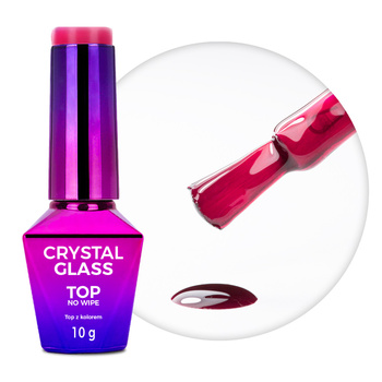 Farbenfrohes Top-Coat ohne Abwischen – „Crystal Glass“ von Molly Nails in der Farbe „Raspberry“, HEMA/Di-HEMA-frei, 10 g
