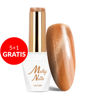 5 + 1 gratis. Esmalte híbrido LED/UV Gel Polish Yellows Cat Eye Metallic n.º 214 Molly Nails sin HEMA/Di-HEMA, 8 g