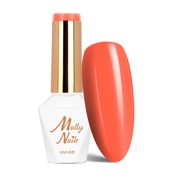 Esmalte híbrido Molly Nails Power Flower Orange Velvet sin HEMA ni Di-HEMA, 8 g, n.º 721