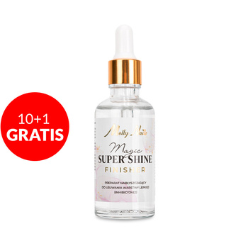 10 + 1 gratis: Limpiador perfumado 3 en 1, líquido abrillantador para eliminar la capa pegajosa Magic Super Shine Finisher con pipeta de Molly Nails, 50 ml