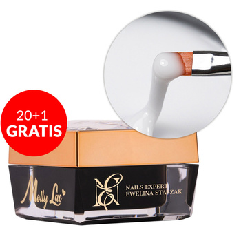 20 + 1 gratis. Gel constructor autonivelante de color leche, LED/UV, Freeze Easy, MollyLac by Ewelina Staszak, HEMA/Di-HEMA, 50 g