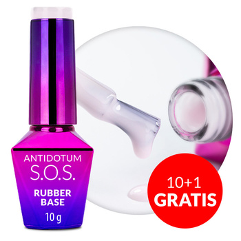 10 + 1 gratis: Kautschuk-Grundierung für elastische Nägel S.O.S. Antidotum Molly Nails Milky Blush 10 g