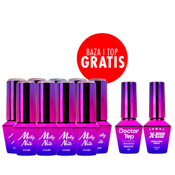 Set de 9 colores Cat Eye Womanity Molly Nails + base y top GRATIS (X-Bond Base, Doctor Top)