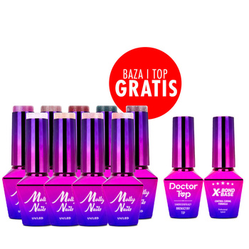 Set de 9 colores «Bling it on!» de Molly Nails + base y top GRATIS (X-Bond Base, Doctor Top)