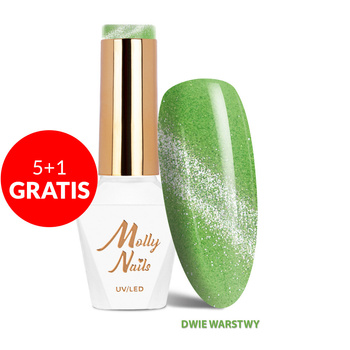 5+1 gratis LED/UV-Gel-Nagellack Cat Eye Crystal Water Nr. 261 Pistachio Molly Nails HEMA/Di-HEMA-frei 8 g