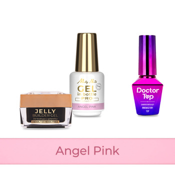 Molly Nails PRO MATCH SYSTEM 2+1 Angel Pink 2 Aufbau-Gele + Doctor Top 10 g