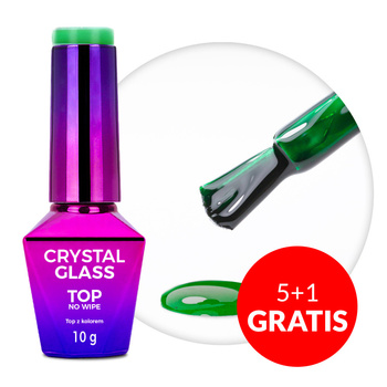 5+1 gratis: Farbiges Topcoat ohne Abwischen – Crystal Glass Molly Nails Green (HEMA/Di-HEMA-frei) 10 g