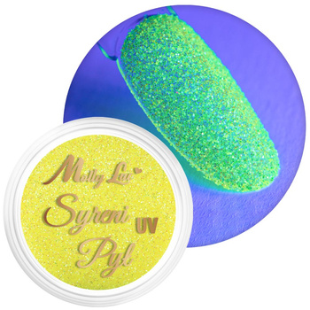 Polvo para uñas neón MollyLac «Polvo de sirena», que brilla bajo la luz UV, frasco de 2,5 g, n.º 2