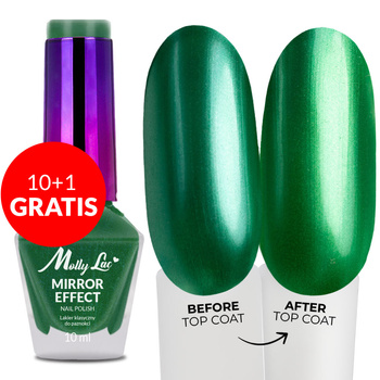 10 + 1 gratis – Klassischer Nagellack von MollyLac mit Spiegel-/Metalleffekt Nr. 01, 10 ml