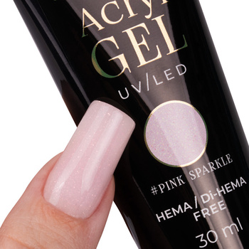 Gel acrílico Polygel para la extensión de uñas AcrylGel Molly Nails sin HEMA/Di-HEMA, Pink Sparkle, 30 ml