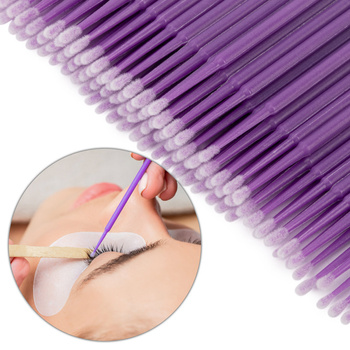 Professional lint-free eyelash applicators, purple, 100 pcs