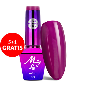 5+1 gratuit Vernis hybride MollyLac Power Flower Purple crocus sans HEMA/Di-HEMA 10 g n° 725
