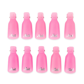 Clips for removing glitter from hybrid gel, pink, 10 pcs