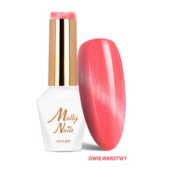 Esmalte híbrido LED/UV Gel Polish Cat Eye Pastel n.º 275 Coral Molly Nails sin HEMA/Di-HEMA, 8 g